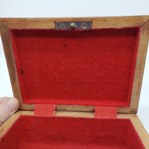 VTG Locking Wood Marquetry Handmade Jewelry Trinket‎ Box Intricate Inlaid w/ Key - Picture 6 of 16